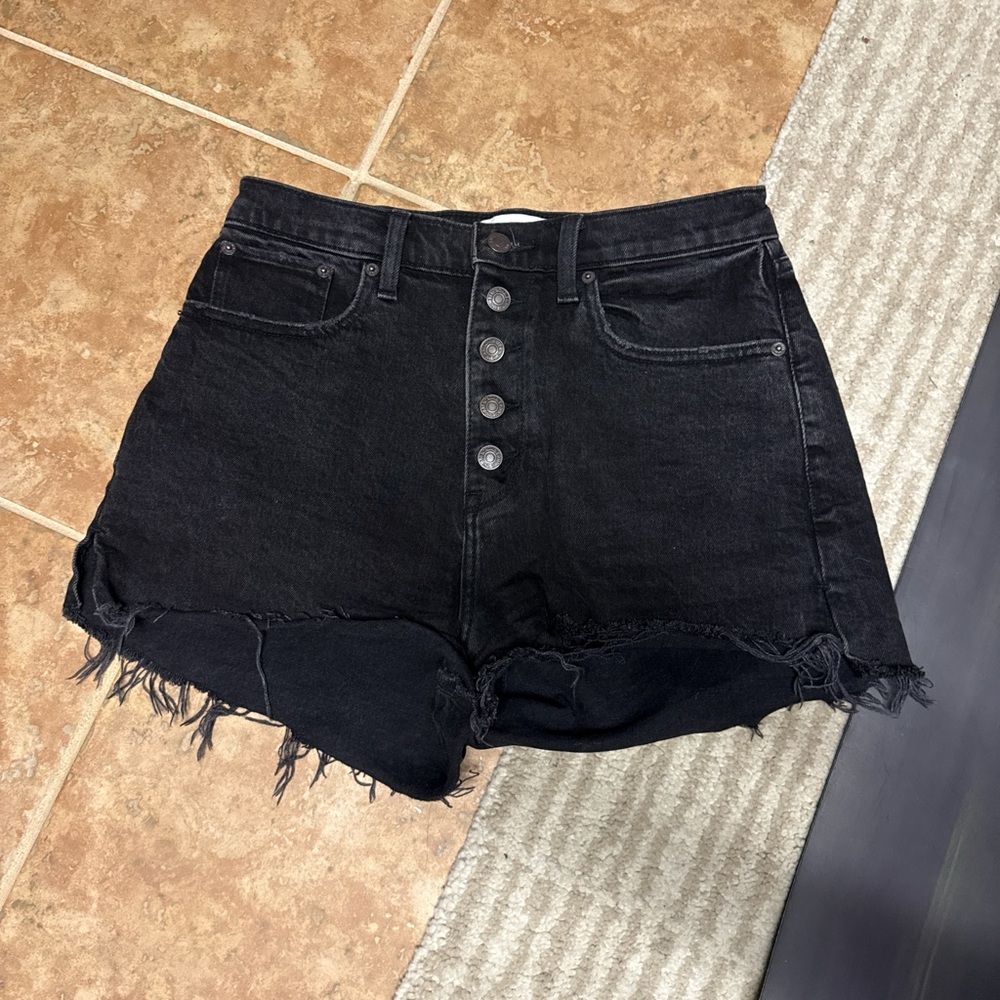 Abercrombie & Fitch High-rise Black Denim Shorts